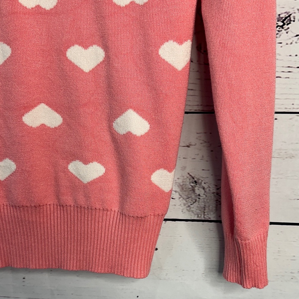Lovely Pink Heart V-Neck Sweater - Picture 2 of 6